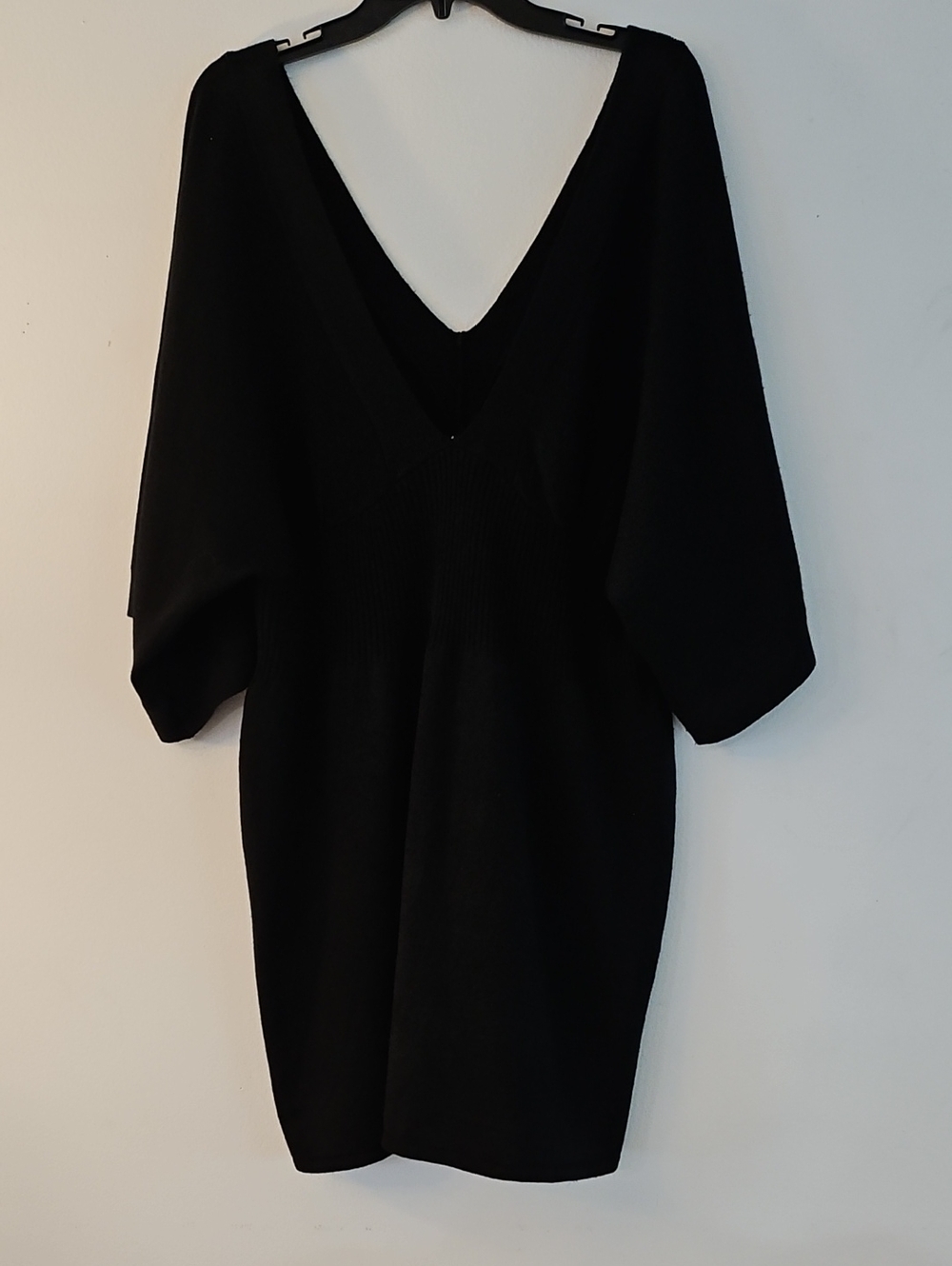 3XL Women's Black Deep V-Neck Sweater Dress